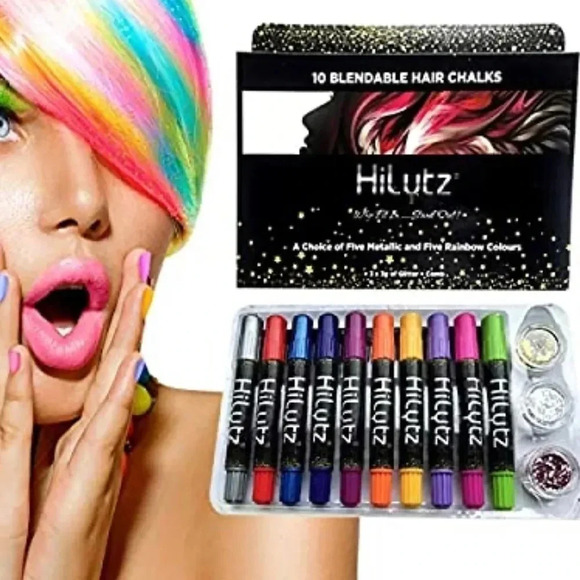 HiLytz Blendable Hair Chalks Metallic Rainbow NIB - Picture 1 of 6